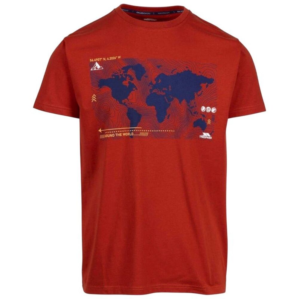 Trespass Mens Chera Topographic Crew Neck / Salsa